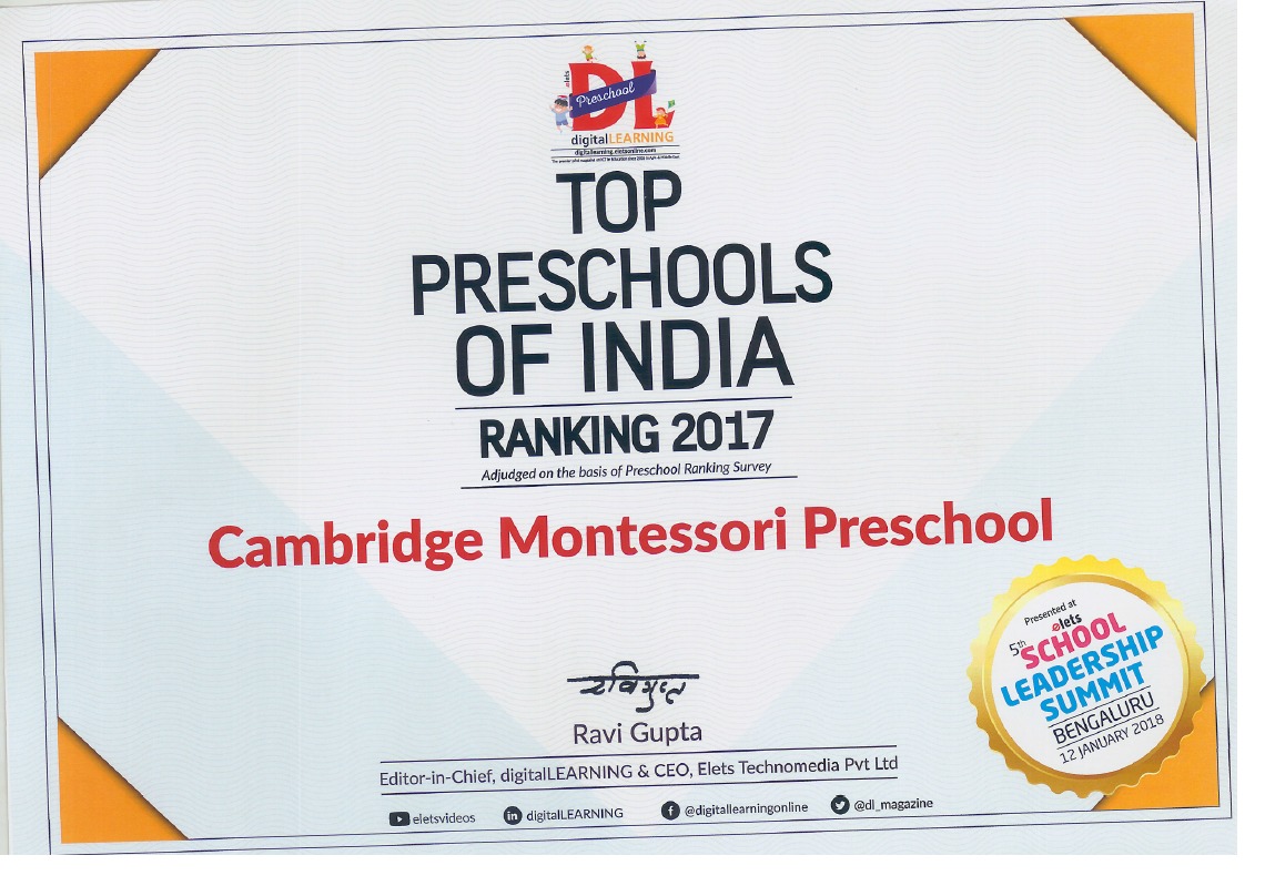 TOP PRESCHOOLS OF INDIA RANKING 2017